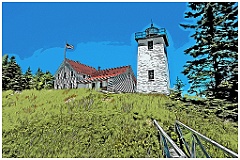 Burnt Coat Harbor Lighthouse in Maine -Digital Painting